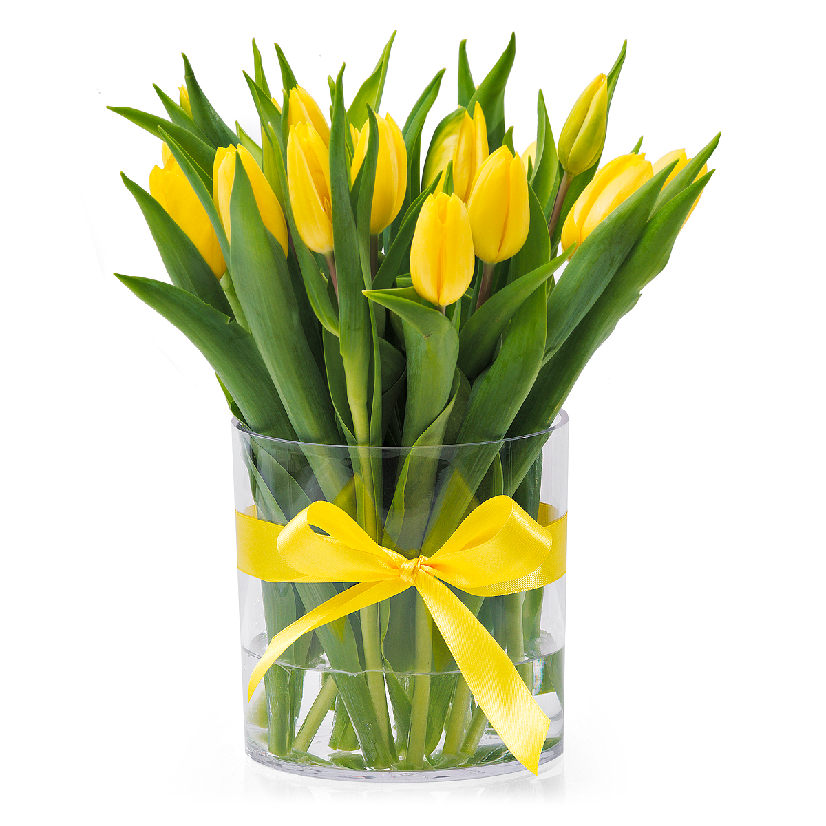 Yellow Tulips in White Vase Delivery in Germany by GiftsForEurope