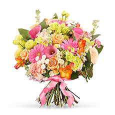 Summertime is here! This fantastic, colorful bouquet exhales summer. When you see this bouquet, your mood barometer immediately rises. It's the perfect gift for anyone who loves summer and a little extra color.