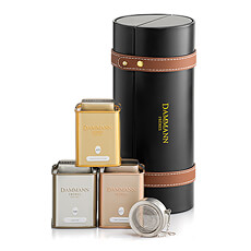 A beautiful cylindrical gift box features 3 luxurious tins of Dammann tea, as well as an infuser for making the perfect cup of tea. This impressive gift is the ultimate for anyone who enjoys a fine cup of tea.