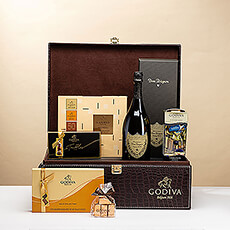 Presenting one of our most extraordinary and limited-edition gifts. When you need a VIP gift that makes a grand impression, this luxurious Godiva chocolate and Dom Pérignon Vintage 2013 Champagne gift is the perfect selection.