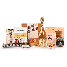 Presenting one of our most outstanding gifts: the Ultimate Gourmet gift box with Non-Alcoholic Bottega Zero White sparkling wine.
