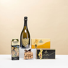 Express your esteem for friends, family, and business associates with the magnificent pairing of legendary Dom Pérignon vintage Champagne and luxury Godiva chocolates. This exquisite Champagne and chocolate gift is a favorite to give and to receive.
