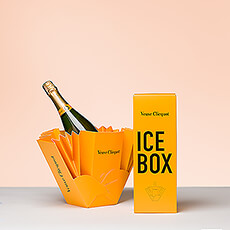 Enjoy the iconic elegance of Veuve Clicquot Brut Champagne at the perfect temperature with this clever limited-edition Ice Box gift. The unique gift box unfurls to form a portable ice box so you can chill your Champagne anywhere. Just add ice!