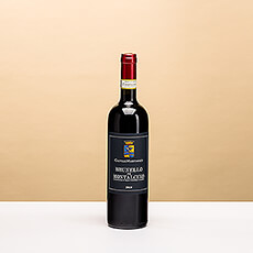 Castelli Martinozzi Brunello di Montalcino Rouge is a ruby red 100% Sangiovese wine that takes on an amber color after a few years. On the nose, experience intensive yet elegant aromas of violets and musk. This wine is powerful on the palate with pleasant, luscious tannins. Lively and harmonious and an impressive aftertaste, this beautiful Italian wine makes a welcome gift.