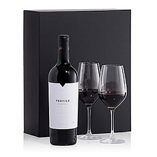Napa Valley premier wine with 2 wine glasses - an elegant gift.