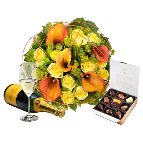 Charming Gold Champagne Godiva Chocolates Delivery In Germany By Giftsforeurope