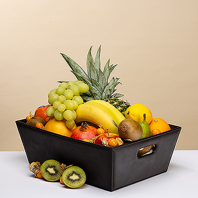 Exotic & Classic Fruit in Leather Hamper