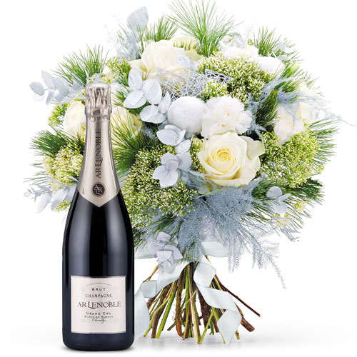 White Christmas Tradition Bouquet & Lenoble Grand Cru