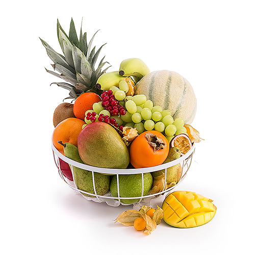 Exotic Fruit In White Metal Basket