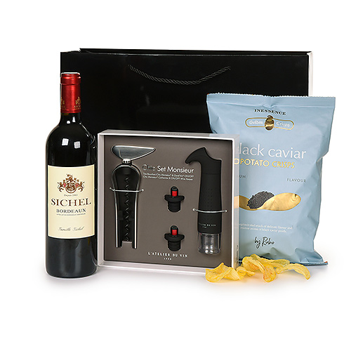 Bordeaux Wine Connoisseur & Caviar Chips Gift Set
