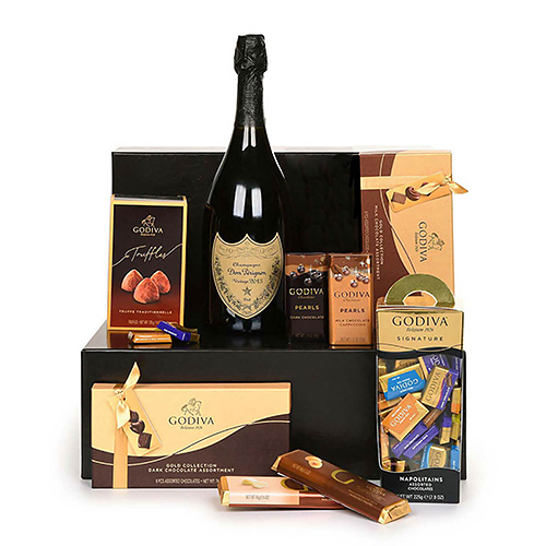 Godiva Chocolates Deluxe with Dom Perignon Champagne