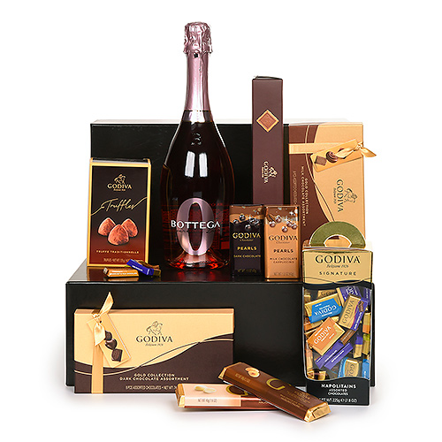 Godiva Chocolates Deluxe gift with Alcohol-Free Bottega Zero Rose