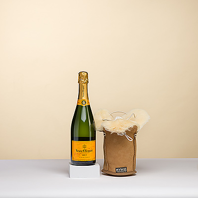 Gift 2021 : Kywie Champagne Cooler Camel Suede & Veuve Cliquot Brut , 75cl