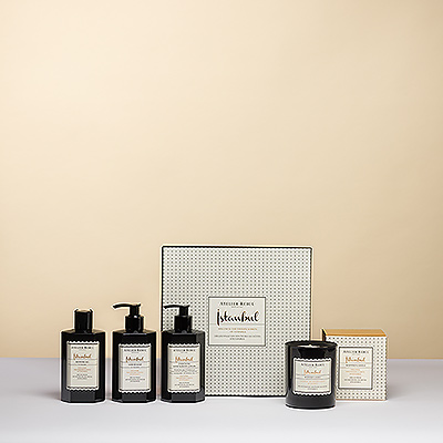 Treat someone to an original gift box with sumptuous care products from luxurious French brand Atelier Rebul. The Istanbul collection is the signature of the brand, a warm, spicy scent inspired by the Spice Bazaar of the city. This bath, body, and candle gift set opens up a world of mystery to enchant the senses.