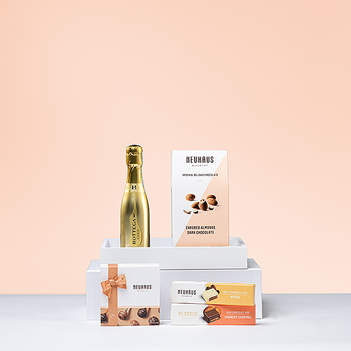 Plateau cadeau Neuhaus avec Prosecco Bottega et chocolats