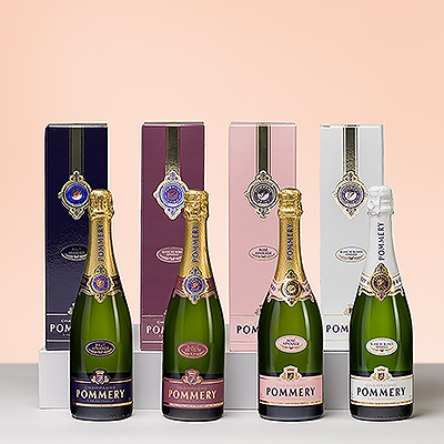 Sample the entire range of Pommery Apange Champagnes in this ultimate tasting collection. This extraordinary Champagne tasting gift features Apanage Rosé, Apanage Blanc De Blanc, Apanage Blanc De Noir, and Brut Apanage.