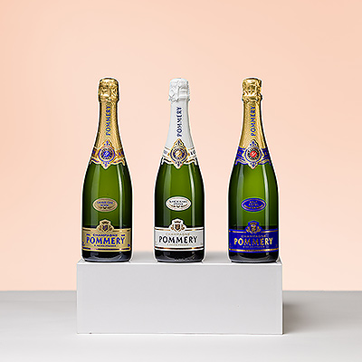 Experience the best of legendary Champagne house Pommery in this trio of full-sized 75 cl bottles presented in an elegant gift box.