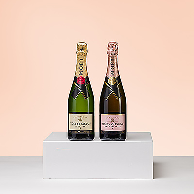 Moët &#38;#38; Chandon es conocido por sus Champagnes atemporales y glamurosos. En este dúo especial de degustación de Champagne, el destinatario disfrutará de la elegancia clásica de Moët &#38;#38; Chandon Brut Impérial y de la belleza de Moët &#38;#38; Chandon Rosé Impérial.