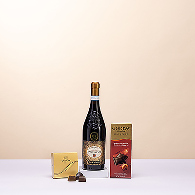 The perfect pairing of red wine and Godiva chocolates is not to be missed.