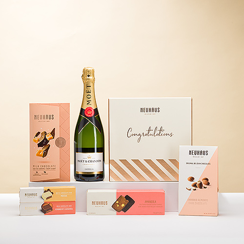 Moët & Premium Belgische Pralinen Glückwunsch-Geschenkbox