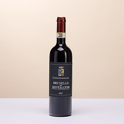 Castelli Martinozzi - Brunello di Montalcino is a 100% Sangiovese red wine from Montalcino, Italy. This lively and harmonious ruby red wine has an intense yet elegant nose with aromas of violets and musk.