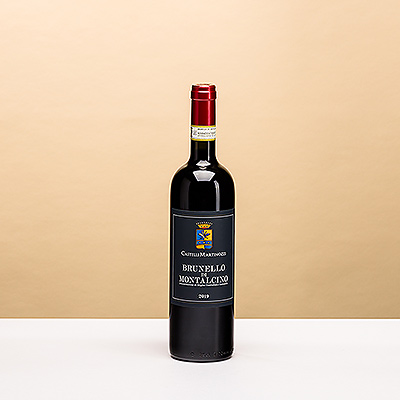 Castelli Martinozzi - Brunello di Montalcino is a 100% Sangiovese red wine from Montalcino, Italy. This lively and harmonious ruby red wine has an intense yet elegant nose with aromas of violets and musk.