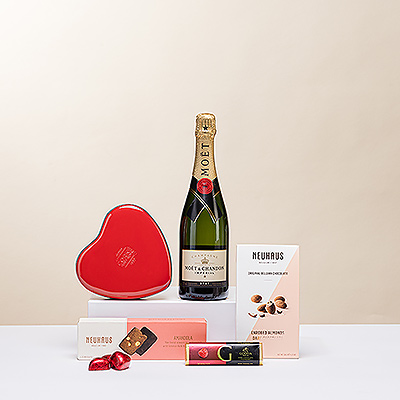 Who can resist the perfect pairing of French Champagne and Belgian chocolate? Surprise someone special with festive Moët & Chandon Impérial Brut Champagne to enjoy with luxury Neuhaus, Godiva, and Corné Port-Royal Belgian chocolates.