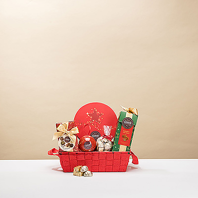 Nothing says Merry Christmas quite like Belgian chocolate! Treat someone special to an irresistible collection of fine Corné Port-Royal Christmas chocolates in a festive red gift hamper.