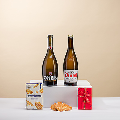 Surprenez quelqu'un de spécial avec les meilleures bières belges, du chocolat et des biscuits dans ce délicieux cadeau.