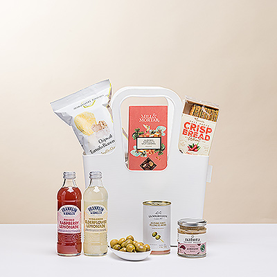 Grab a friend for a gourmet picnic on a sunny afternoon! We hand pack a fantastic collection of the finest European savory snacks into a reusable Koziol tote to enjoy with a pair of refreshing premium lemonades.