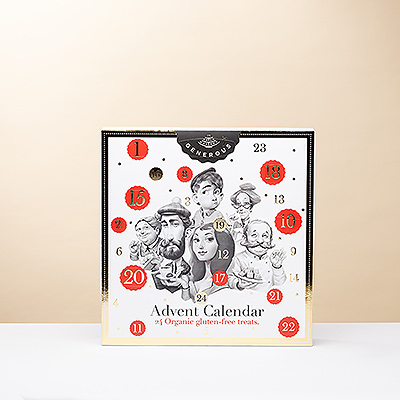 No tener gluten no significa perderse la diversión. Cuenta los días que faltan para Navidad con este generoso Calendario de Adviento que incluye deliciosos dulces ecológicos sin gluten.