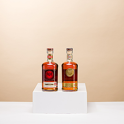 This golden Bacardi rum duo makes an outstanding gift for all who enjoy fine spirits. The pair of rare rums have been barrel-aged in the Caribbean sun for a warmth and richness that is second to none.