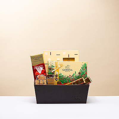 Mímelos estas Navidades con una magnífica cesta de regalo de chocolate Godiva.
