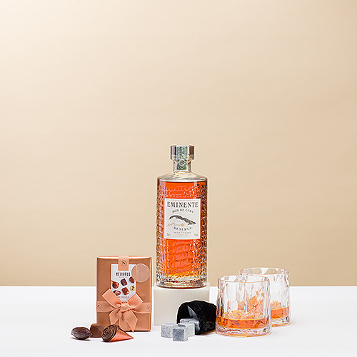 Eminente Rum with Glasses & Neuhaus Chocolates