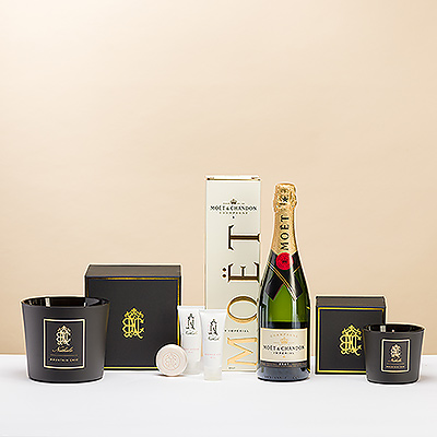 Delight the senses with the fabulous pairing of Moët & Chandon Champagne and the Le Parfum de Nathalie Luxury Gift Box Alysée.
