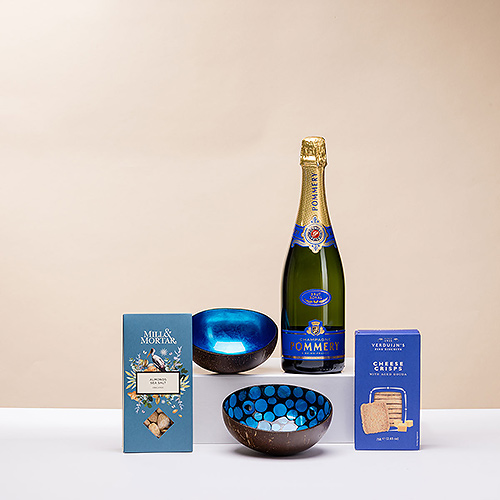 Pommery Brut Champagner & Apero Geschenkset P'tit Pot Blue Pearl