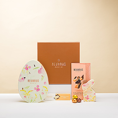 La Pascua será extra alegre este año con una preciosa colección de bombones de Pascua Neuhaus en preciosos tonos primaverales de melocotón y verde primaveral. Haga que salten de alegría por la increíble colección de bombones de chocolate belga de lujo y huevos de Pascua de chocolate.