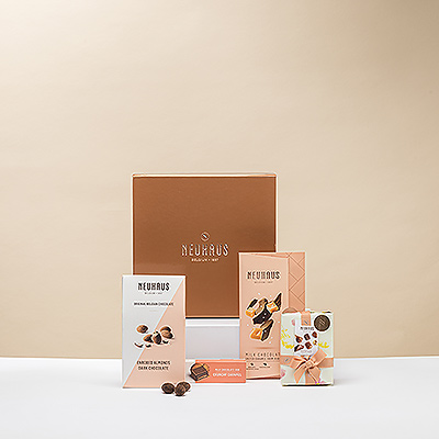 Welcome sunny spring days with a lovely Neuhaus Belgian chocolate gift set. A delicious collection of iconic Neuhaus chocolates are handpacked into a signature logo gift box for a beautiful presentation.