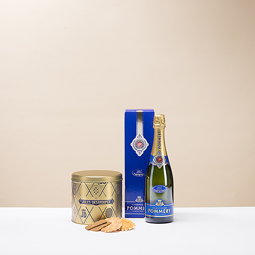 Champagne Pommery & Jules Destrooper Golden Tin Box