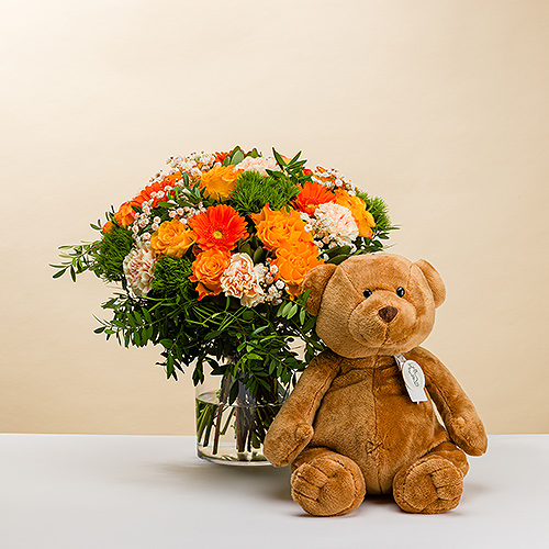 Blumenstrauß des Tages & Teddybär Boris