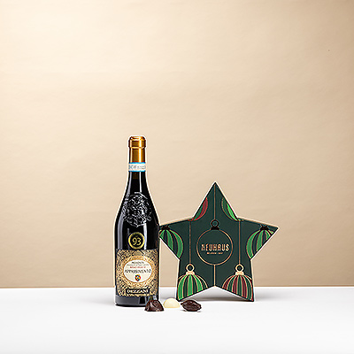 Luscious Neuhaus Belgian chocolates and delicious Italian red wine are the perfect pairing in this exclusive Christmas chocolate gift.