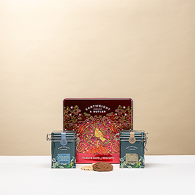 A luxurious Cartwright & Butler Tea Selection featuring two premium loose-leaf teas and the indulgent 12 Days of Christmas Chocolate Biscuits . A refined British tea experience perfect for gifting and festive celebrations.