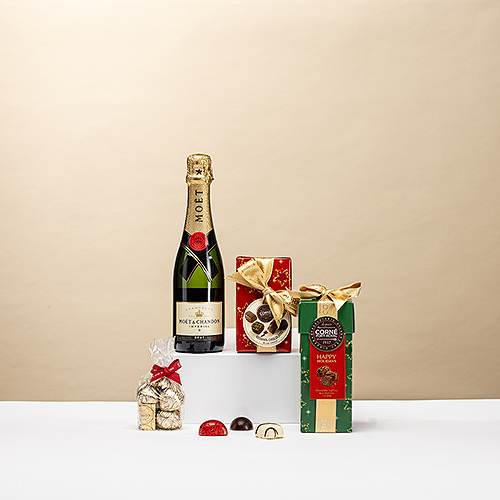 Coffret Cadeau Luxueux Moët & Chandon avec Chocolats Corné Port-Royal