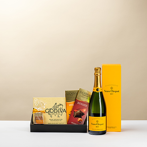 Godiva Schokoladen Geschenktablett mit Veuve Clicquot