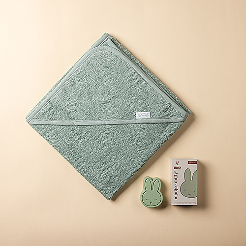Baby Gift Set: Hooded Towel & Miffy Care Soap Bar Mint