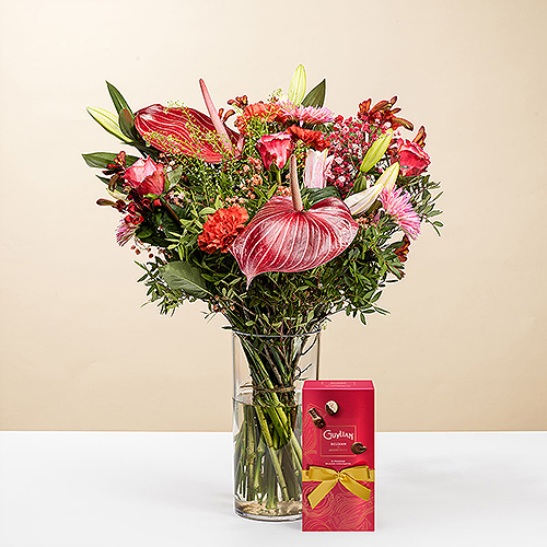 Bouquet tendance pour la fête des Mères avec des chocolats offerts