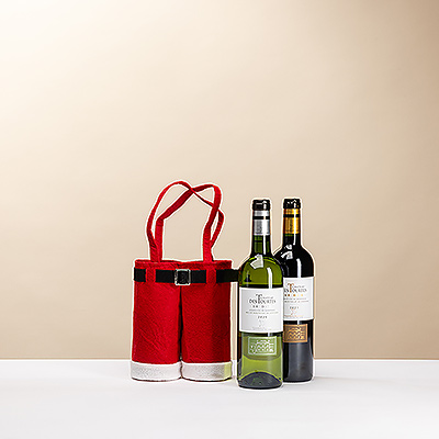 Le domaine viticole français Chateau Des Tourtes est une entreprise familiale située à Bordeaux. Ce duo de vins français associe un vin blanc frais et vif à un vin rouge riche et sec. Présenté dans un original emballage cadeau de Noël en forme de pantalon du Père Noël, c'est un cadeau vin idéal pour les fêtes de fin d5année ou toute autre occasion festive.