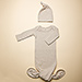 Mushie Baby Gown & Beanie - Beige [01]