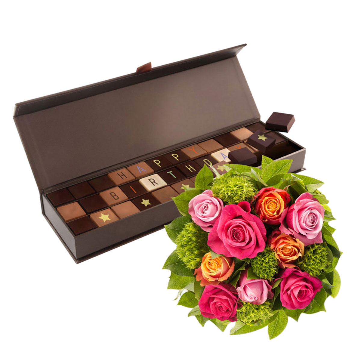 Chocol Happy Birthday Roses Bouquet Delivery In Belgium By