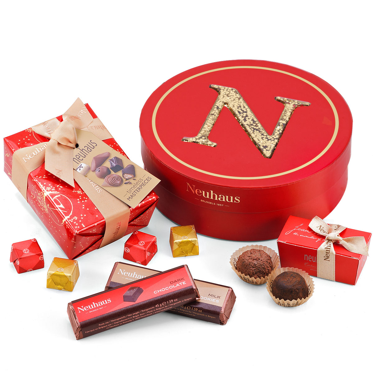 neuhaus round gift box with christmas chocolates neuhaus round gift box with christmas chocolates